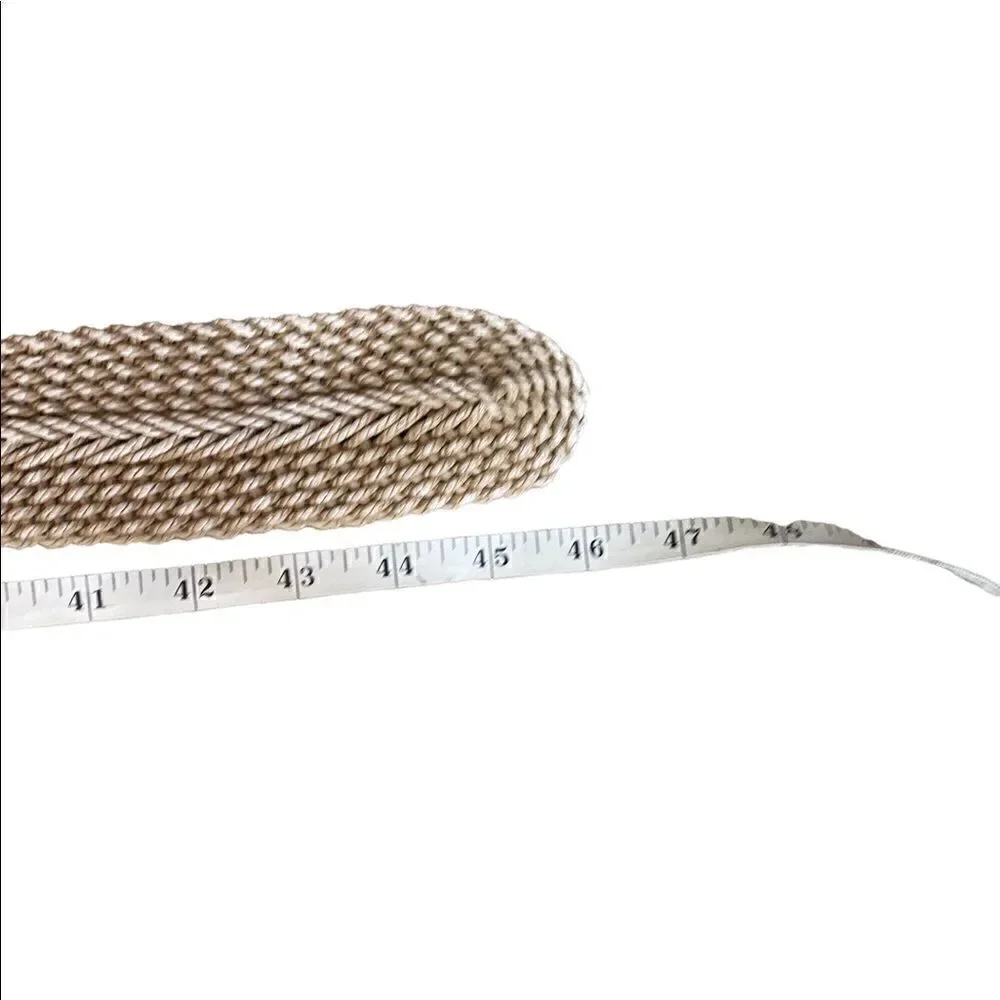 Coldwater Creek Woven Adjustable Belt 46” long tan and white nautical look